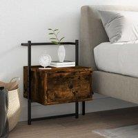 Berkfield Home Bedside Cabinet Wall-mounted Smoked Oak 35x30x51 cm Engineered Wood in Brown | Size: 35 x 30 x 51 cm