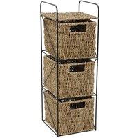 JVL Seagrass 3 Drawer Storage Tower in Natural