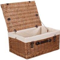 Red Hamper Wicker 51cm Double Steamed Picnic Basket with Cotton Lining in White