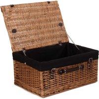 Red Hamper Wicker 51cm Double Steamed Picnic Basket with Cotton Lining in Black