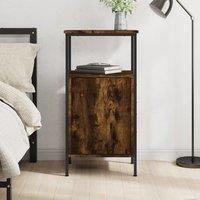 Berkfield Home Bedside Cabinet Smoked Oak 41x31x80 cm Engineered Wood in Brown | Size: 41 x 31 x 80 cm
