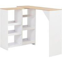 Berkfield Home Bar Table with Moveable Shelf White 138x39x110 cm | Size: 138 x 39 x 110 cm