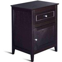 Costway 2-Tier Modern Badroom Nightstand with Drawer in Black