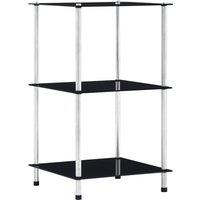Berkfield Home 3-Tier Shelf Black 40x40x67 cm Tempered Glass | Size: 40 x 40 x 67 cm