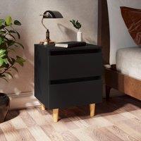 Berkfield Home Bed Cabinet with Solid Pinewood Legs Black 40x35x50 cm | Size: 40 x 35 x 50 cm
