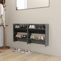 Berkfield Home Wall Shoe Cabinets 2 pcs High Gloss Grey 60x18x60 cm Engineered Wood | Size: 60 x 18 x 60 cm