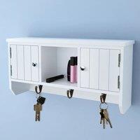 Berkfield Home Wall Cabinet for Keys & Jewelery with Doors & Hooks in White