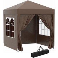 OUTSUNNY 2mx2m Pop Up Gazebo Party Tent Canopy Marquee with Storage Bag in Brown