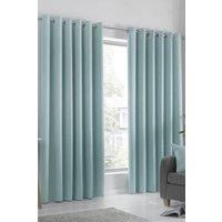 Fusion 'Strata' Triple-Woven Dimout Eyelet Curtains in Duck Egg Blue | Size: 229 cm width x 229 cm drop