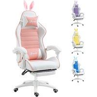 VINSETTO Racing Gaming Chair Reclining PU Leather Computer Chair with Headrest in Pink
