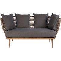 Orsina 2 Seat Rope Sofa, Rope Garden Sofa, Easy to Clean Grey Outdoor Sofa, Back & Armrest Rope Sofa