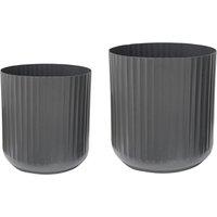 Ivyline Hudson Slate Corrugated Planters, Set of Two in Grey