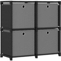 Berkfield Home 4-Cube Display Shelf with Boxes Black 69x30x72.5 cm Fabric