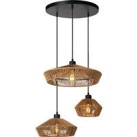 Lucide 'YUNKAI' Dimmable Stylish Adjustable Cluster Pendant Light 3xE27 in Brown