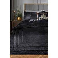 Laurence Llewelyn-Bowen 'Chic' Luxury Soft Velvet Frame Stitched Warm & Cosy Bedspread in Black