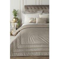 Laurence Llewelyn-Bowen 'Chic' Luxury Soft Velvet Frame Stitched Warm & Cosy Bedspread in Light Grey