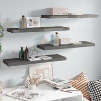 Berkfield Home Floating Wall Shelves 4 pcs High Gloss Grey 80x23.5x3.8 cm MDF
