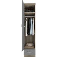 Seconique Nevada 1 Door 1 Drawer Wardrobe in Grey