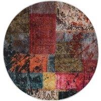 Berkfield Home Rug Washable Patchwork 120 cm Multicolour Anti Slip | Size: 100 cm diameter