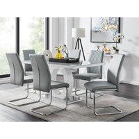 FurnitureboxUK Giovani 6-Seater Grey Glass Dining Table & 6 Lorenzo Faux Leather Dining Chairs