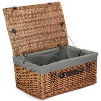 Red Hamper 51cm Double Steamed Picnic Basket with Grey Lining