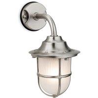 Netlighting Nautic 1 Light Outdoor Wall Light Nickel Frosted Glass IP64 E27 in Grey