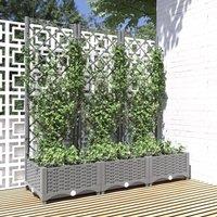 Berkfield Home Garden Planter with Trellis Light Grey 120x40x121.5 cm PP