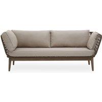 Orsina Three Seat Sofa, Rattan Outdoor Sofa, Long Lasting Rattan Lounge Sofa for Living Room with Grey Cushioning in Cream