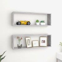 Berkfield Home Wall Cube Shelf 2 pcs Concrete Grey 80x15x26.5 cm Engineered Wood