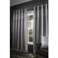 Catherine Lansfield 'Glitzy' Lined Eyelet Curtains Two Panels in Grey | Size: 168 cm width x 229 cm drop