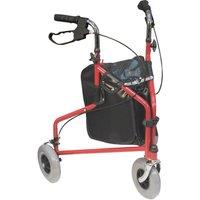 Loops Red Three Wheeled Steel Walker - Puncture Proof Tyres - 115kg Weight Limit in Metallics