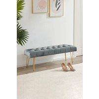 Buttoned Velvet Bench Gold Hairpin Legs