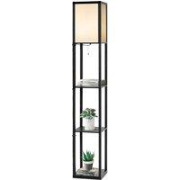 Costway Modern 3-Tier Floor Lamp Narrow Corner Nightstand Light in Black