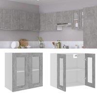 Berkfield Home Hanging Glass Cabinet Concrete Grey 60x31x60 cm Engineered Wood | Size: 60 x 31 x 60 cm