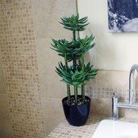 Leaf 60cm Artificial Tropical Yukka Palm Potted in Planter in Green