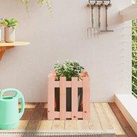Berkfield Home Garden Planter with Fence Design 40x40x40 cm Solid Wood Douglas in Brown | Size: 40 x 40 x 40 cm
