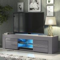 Creative Furniture Loom TV Unit 130cm - A Minimalist & Sophisticated Cabinet with Gloss Doors & LED Lights in Dark Grey