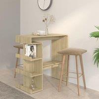 Berkfield Home Bar Table with Storage Rack Sonoma Oak 100x50x101.5 cm Engineered Wood in Brown