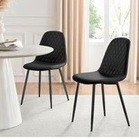 FurnitureboxUK 2x Corona Black Leg Faux Leather Dining Chair