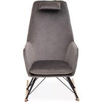Orsina Velvet Rocking Chair, Versatile Velvet Accent Chair, High-Back & Comfy Armchair in Grey