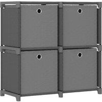 Berkfield Home 4-Cube Display Shelf with Boxes Grey 69x30x72.5 cm Fabric