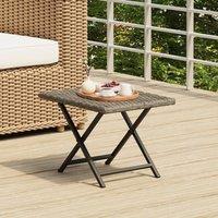 Berkfield Home Folding Table Grey 45x35x32 cm Poly Rattan | Size: 45 x 35 x 32 cm
