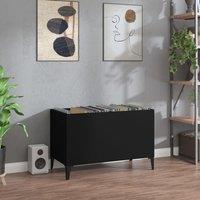 Berkfield Home Record Cabinet Black 74.5x38x48 cm Engineered Wood