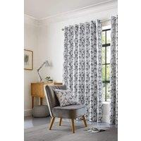 Alan Symonds Skandi Geometric Jacquard Fully Lined Eyelet Curtains in Silver | Size: 117 cm width x 183 cm drop