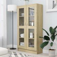 Berkfield Home Vitrine Cabinet Sonoma Oak 82.5x30.5x150 cm Engineered Wood in Brown