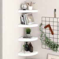 Berkfield Home Floating Corner Shelves 4 pcs White 25x25x3.8 cm MDF