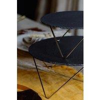 Artesa 2-Tier Serving Stand, Slate Platters with Metal Legs, Christmas & Party Tableware & Serveware in Black