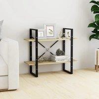 Berkfield Home 2-Tier Book Cabinet Sonoma Oak 80x30x70 cm Engineered Wood in Brown | Size: 80 x 30 x 70 cm