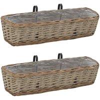 Balcony Planter 2 pcs Wicker with PE Lining 60 cm