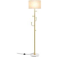 Costway Modern Floor Lamp with Coat Rack Freestanding Lamp W/ 5 Hooks & Foot Switch E27 in Gold